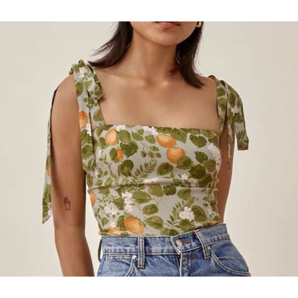 Reformation Ellora Top In Orange Grove